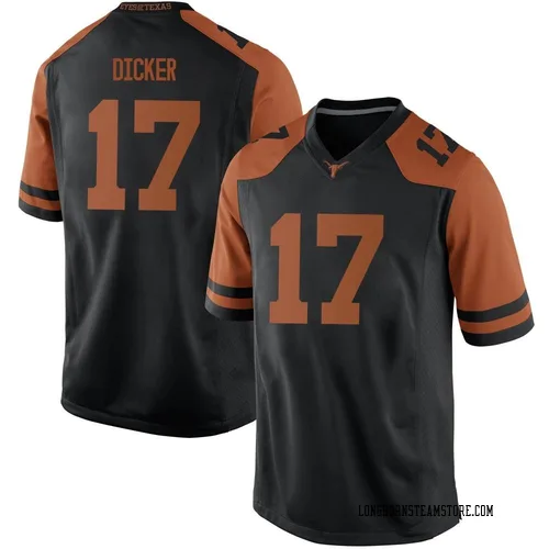 Men's Cameron Dicker Texas Longhorns Replica Black Mens Football College Jersey