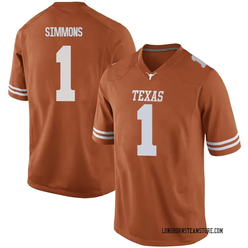 Men's Nike Colin Simmons Texas Longhorns Game Orange Mens Football College Jersey