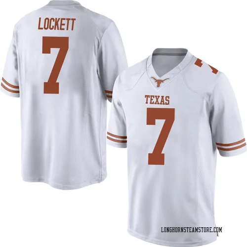 Men's Nike Kaliq Lockett Texas Longhorns Game White Mens Football College Jersey