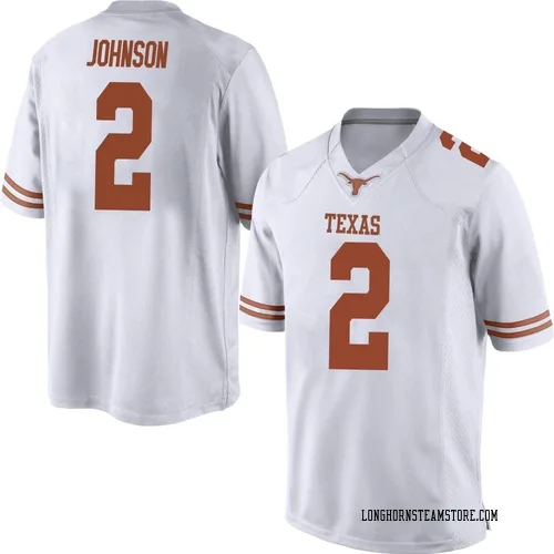 Men's Nike Roschon Johnson Texas Longhorns Game White Mens Football College Jersey