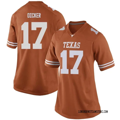 Women's Nike Cameron Dicker Texas Longhorns Game Orange Women Football College Jersey