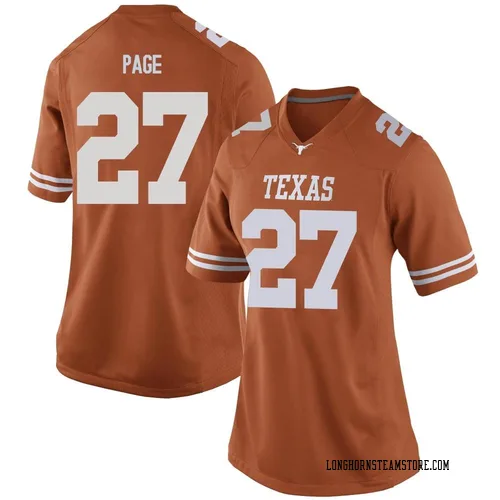 Women's Nike Colin Page Texas Longhorns Game Orange Women Football College Jersey
