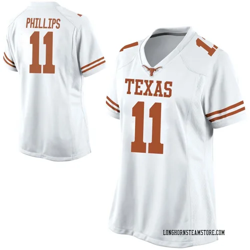 Women's Nike Kade Phillips Texas Longhorns Game White Football College Jersey